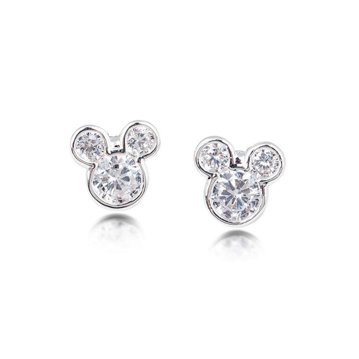 Silver Plated Mickey Clear Crystal Studs
